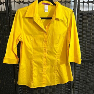 Mojo USA Bright Yellow Button Down Blouse Size XL